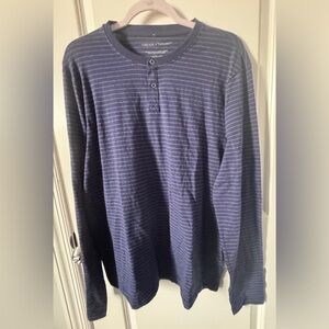 NWT Threads 4 Thought Navy Striped Long Sleeve Henley Size Large